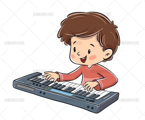 Niño de 5-6 años tocando el piano con una sonrisa