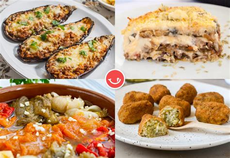 Diferentes platos preparados con berenjena