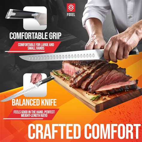Cuchillo rebanador de carne en acción