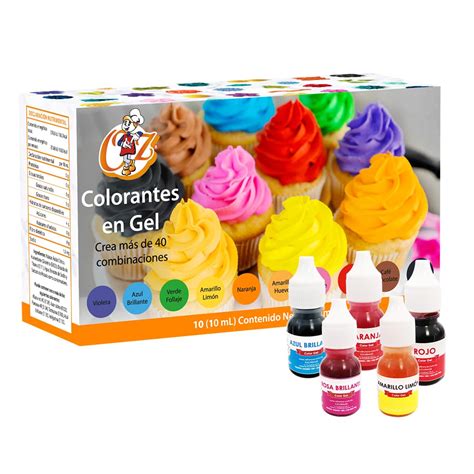 Variedad de colorantes alimentarios en gel