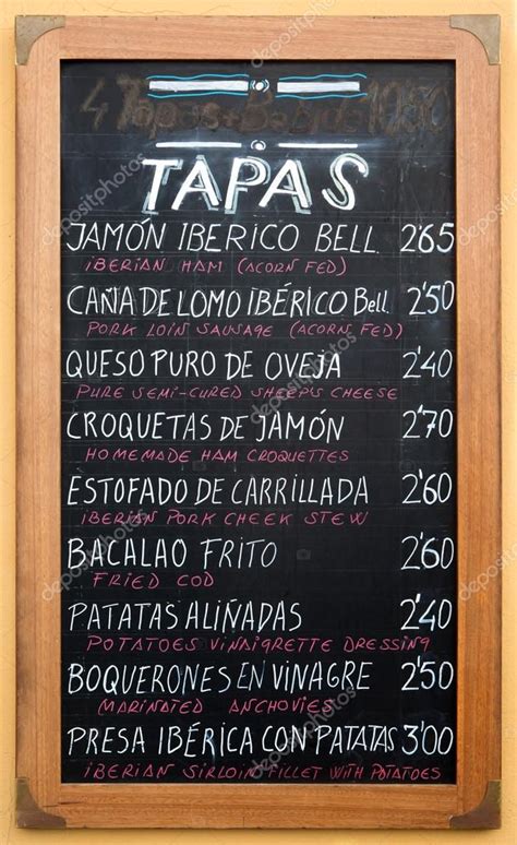 Menú de tapas españolas