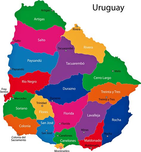 Mapa de Uruguay y sus países limítrofes