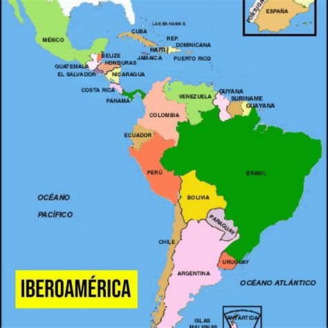 Mapa de Iberoamérica destacando los países de origen de las frases populares mencionadas