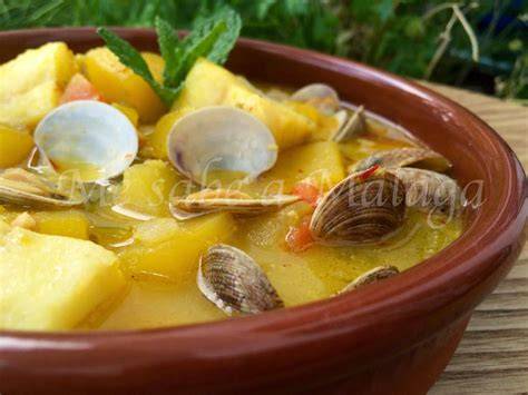 Guiso de calabaza con bacalao y almejas