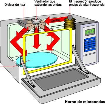 Esquema de la distribución de ondas en un microondas