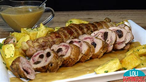 Rodajas de solomillo relleno servidas en plato elegante