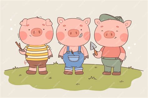 Ilustración de varios patrones de cerditos en diferentes estilos