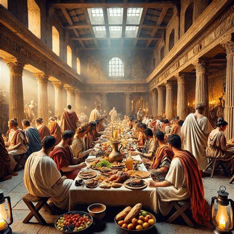 Recreación de un banquete romano con platos que podrían ser trampantojos