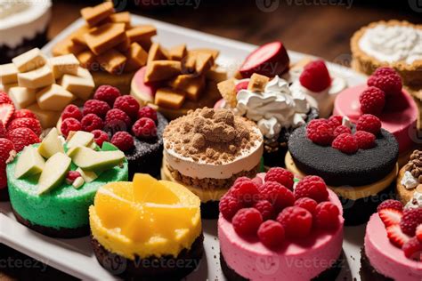 Surtido de tartas y pasteles con diferentes diseños y tamaños