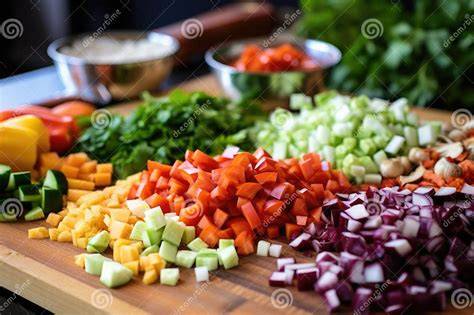Variedad de verduras frescas cortadas para saltear