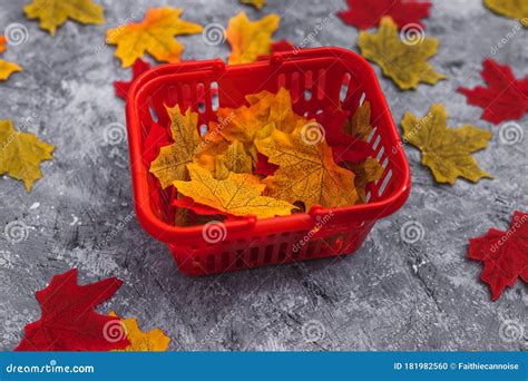 Cesta de productos de otoño con calabazas y granadas