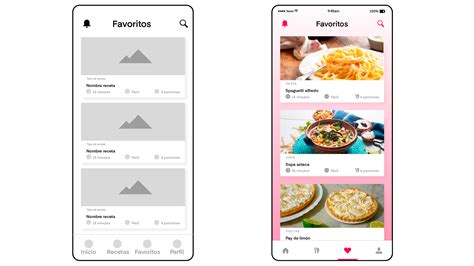 Ejemplos de diseño UI/UX utilizando el color salmón como acento y fondo