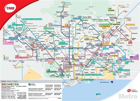 Mapa de transporte público del área metropolitana de Barcelona