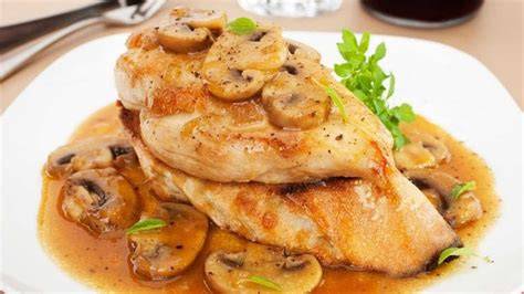 Ingredientes para pechuga de pollo con champiñones y trufa