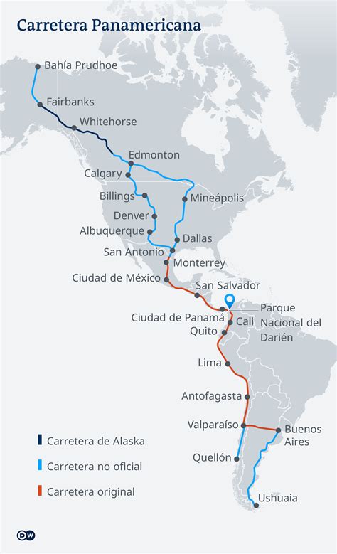 Mapa de la Carretera Panamericana en América del Norte
