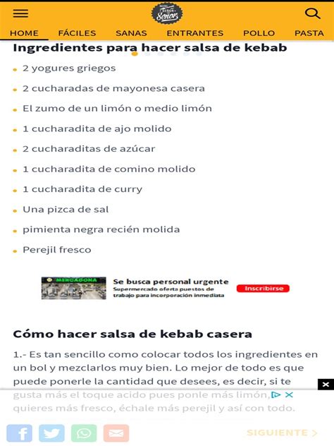 Ingredientes para la salsa de kebab