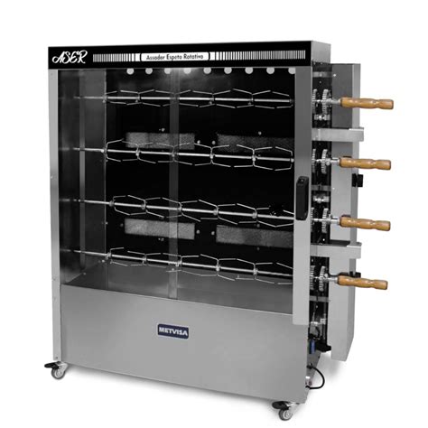 Asador de pollos rotativo en funcionamiento
