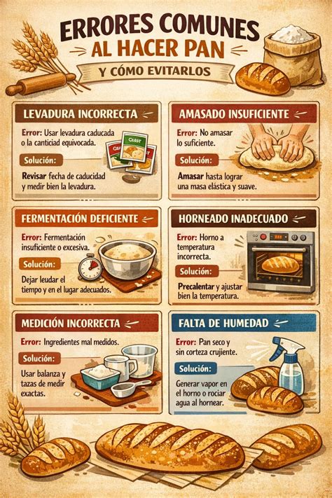 Ilustración de errores comunes al hacer pan
