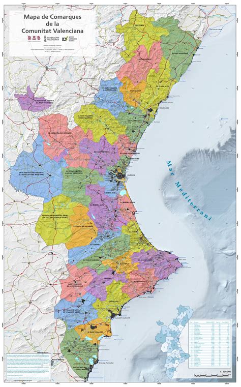 Mapa de la Comunidad Valenciana con regiones de la coca de llanda