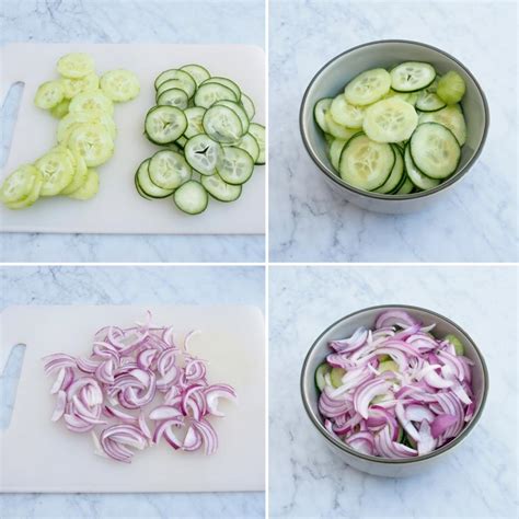 Pasos para cortar el pepino y la cebolla para ensalada