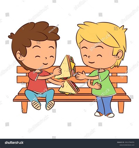 Ilustración de un joven compartiendo su comida