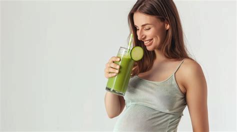 Mujer bebiendo un jugo verde
