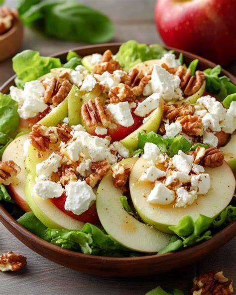 Ensalada de manzana, feta y nueces