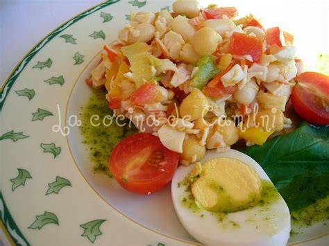 Salpicón de legumbres con surimi
