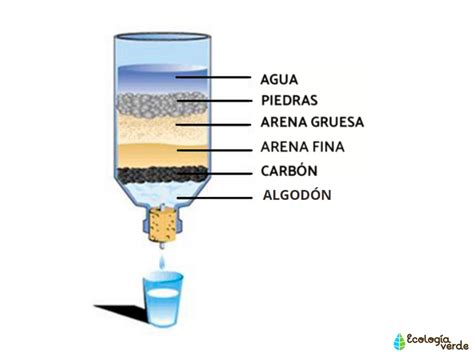 Esquema del proceso de filtrado de agua en una alcachofa de ducha