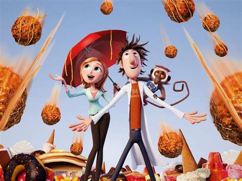 Escena de la lluvia de hamburguesas