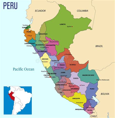 Mapa de Perú con resaltadas las regiones andinas y Portugal