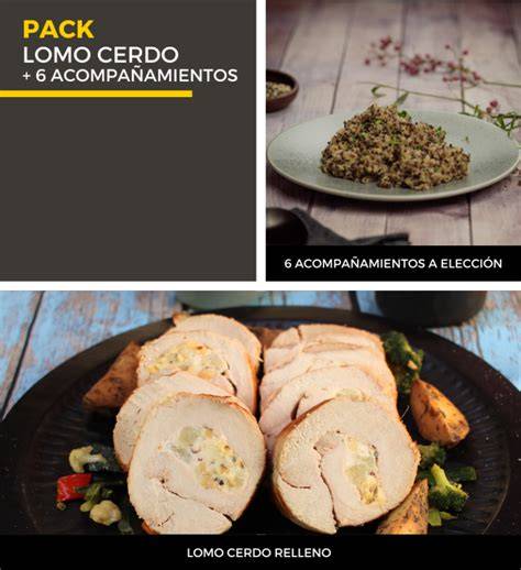 Variedad de acompañamientos para lomo de cerdo