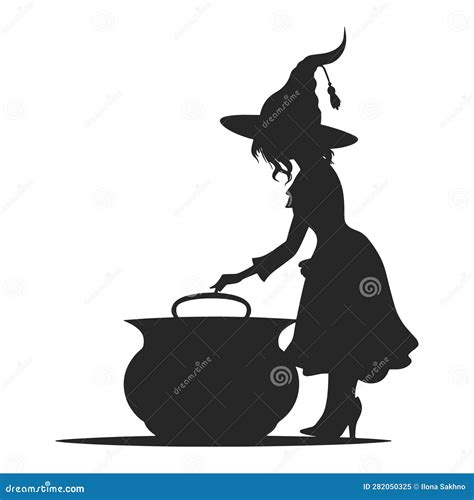 Ilustración de una bruja revolviendo un caldero