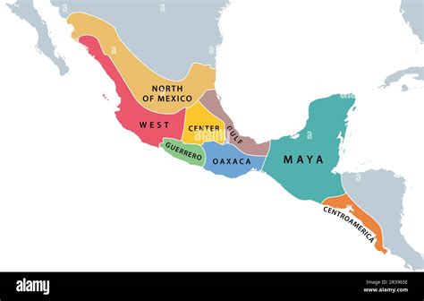 Mapa de Mesoamérica mostrando las regiones donde se originó la nixtamalización