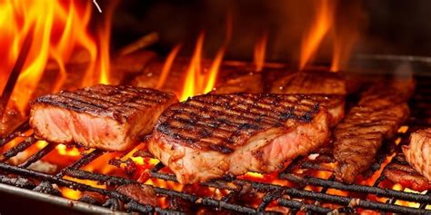 Carnes de cerdo cocinándose en una parrilla