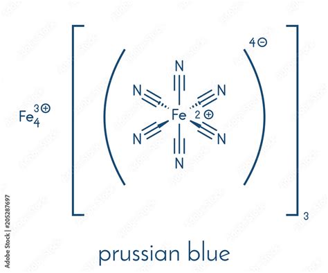 Fórmula química del Azul de Prusia (Fe7(CN)18(H2O)x)