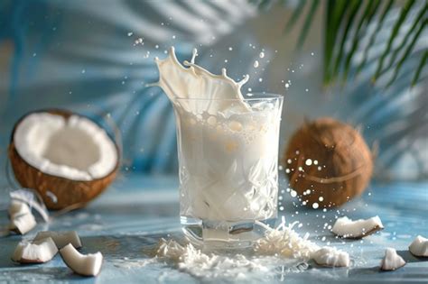 Leche de coco cremosa en vaso