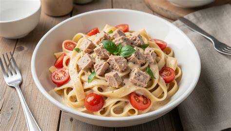 Pasta cremosa con coliflor y atún