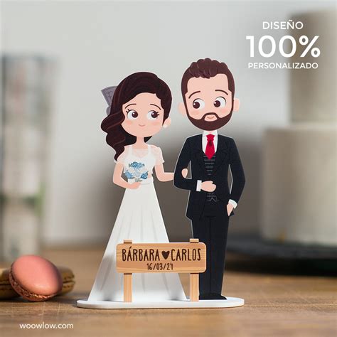 Ejemplos de muñecos personalizados para tarta de boda con mascotas