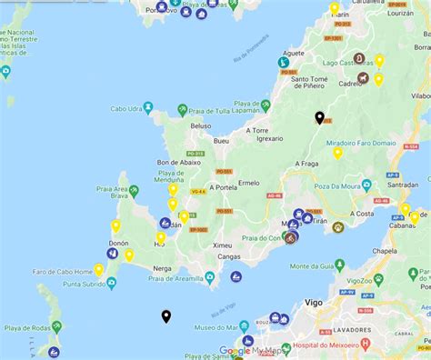 Mapa de Moaña con restaurantes destacados