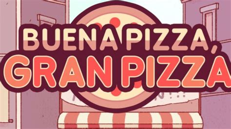 Pantalla de inicio del juego Buena Pizza, Gran Pizza con el logo y el personaje principal
