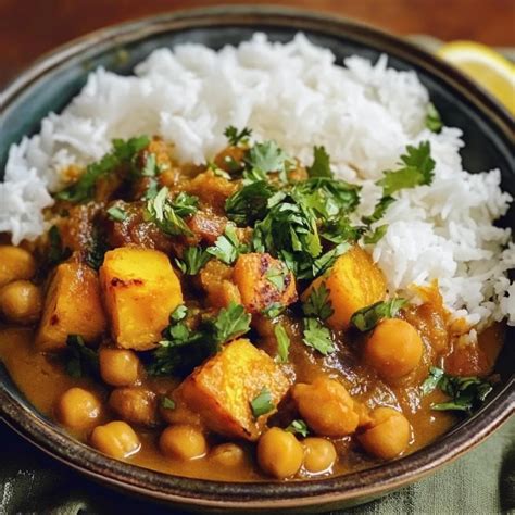 Curry de garbanzos, lentejas y calabaza