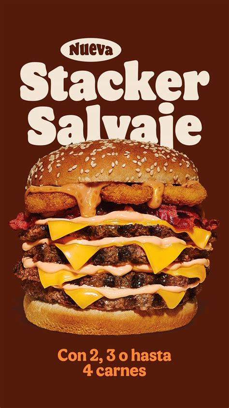 Hamburguesa Stacker de Burger King en sus tres versiones: simple, doble y triple