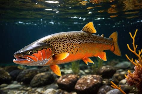 Salmón salvaje nadando en su hábitat natural