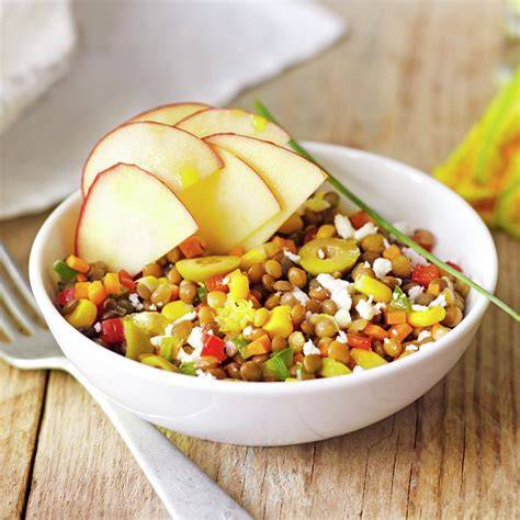 Ensalada de lentejas con manzana y mozzarella