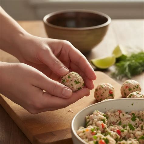 Formando bolitas de albóndigas