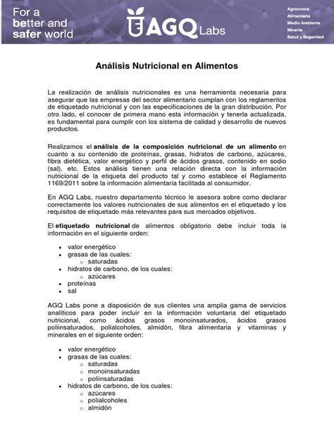Análisis nutricional de alimentos