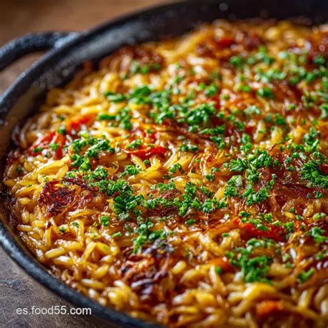 Fideos tostándose en el sofrito dentro de la paellera.
