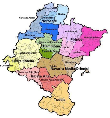 Mapa de España destacando Navarra y otras regiones donde es típico el ajoarriero