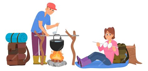 Ilustración de pastores cocinando al aire libre
